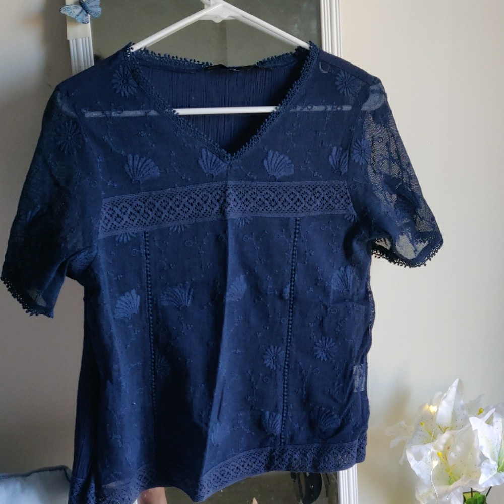 Navy blue see through top